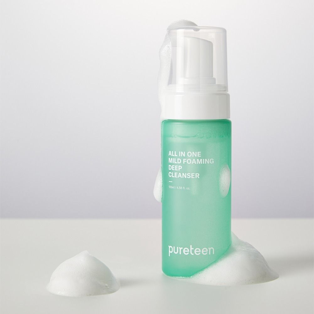 [SOBASE] Pureteen All-in-One Mild Foaming Cleanser 135ml – 94% Natural, Deep Cleansing, Moisturizing & Whitening Effects - Made in Korea